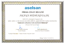 ASELSAN Approved Subcontractor Certificate